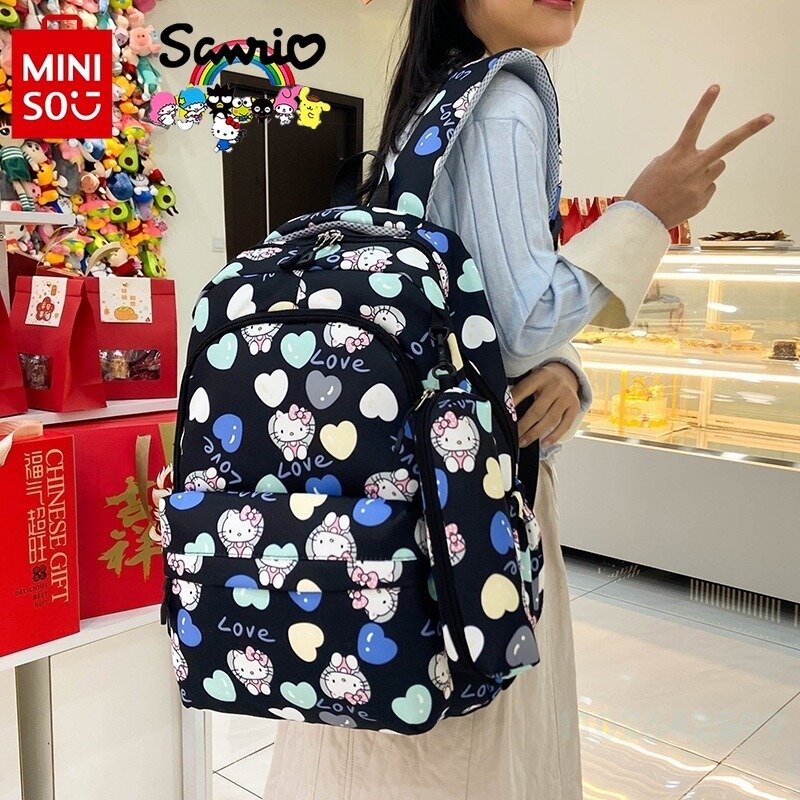 MINISO 2024 New Women's Backpack Fashionable High Quality Girl Backpack Cartoon Small Fresh Large Capacity Student Backpack