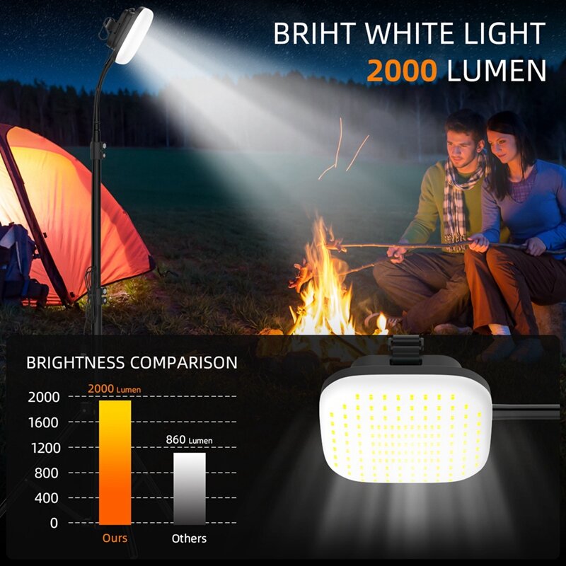 Luces de Camping con Control remoto, luces colgantes de campo para exteriores, soporte de 3200K-7500K
