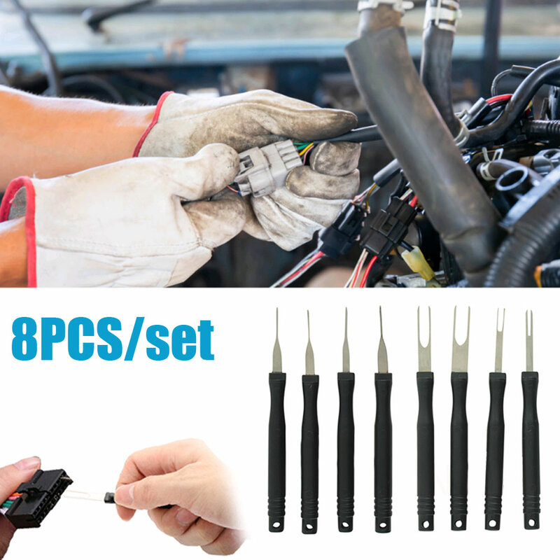 車のプラグ端子除去ツール、電気修理、ワイヤープラー、ピン針、格納式、ピックツール、1セット