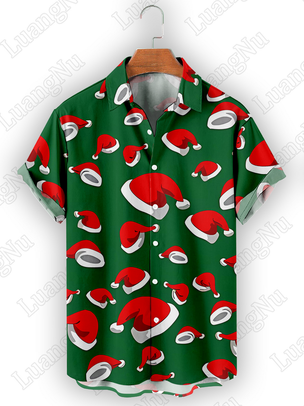 Camisas de botão extragrandes para homens e mulheres, camisas do dia de Natal, roupas do feriado, animais bonitos imprimir, tops, alta qualidade