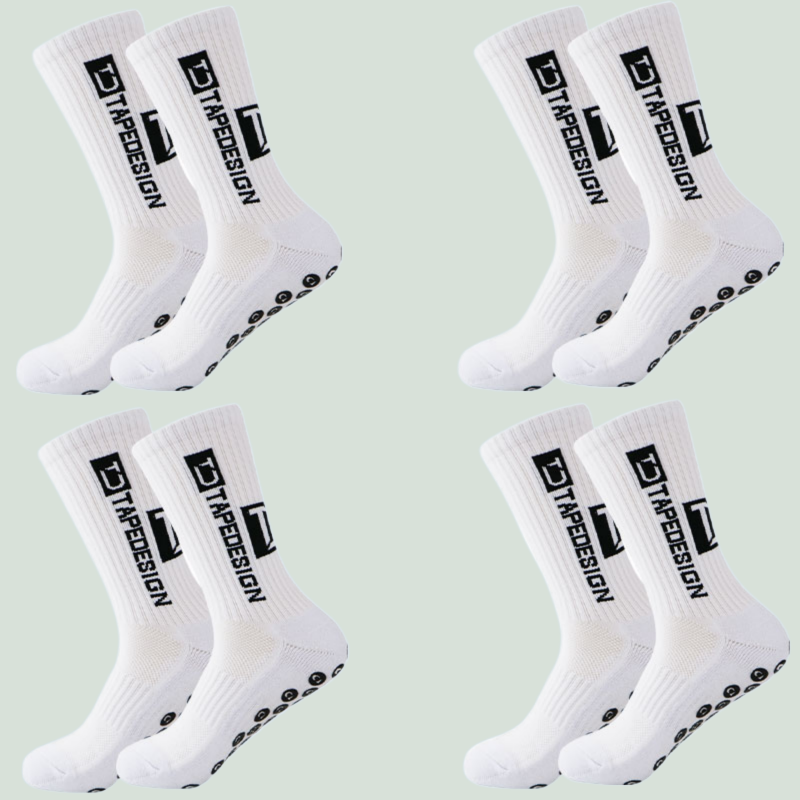 4 paia di nuovi calzini da calcio con design a fascia antiscivolo con calzini da uomo sportivi da calcio antiscivolo a metà polpaccio