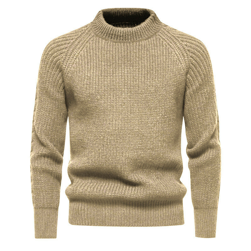 American Vintage Sweater Men's European Size Solid Color Knit Sweater