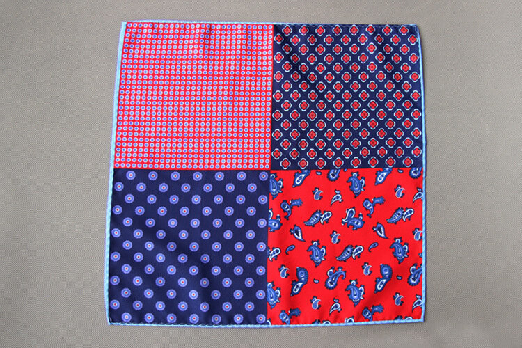 RBOCOTT-Patchwork Printing Dots Handkerchief for Men, Soft Pocket Squares, Casamento e Negócios, 38 Cores, 34x34cm, Alta Qualidade