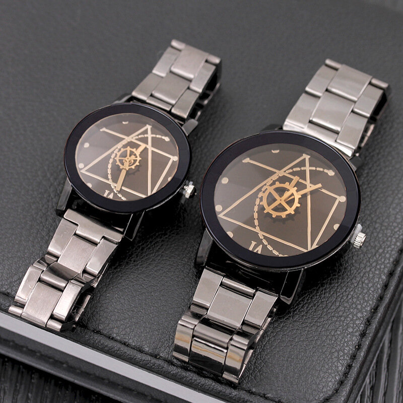 男性と女性のためのオリジナルブランドの時計,黒い金属のブレスレット,素晴らしいオファー