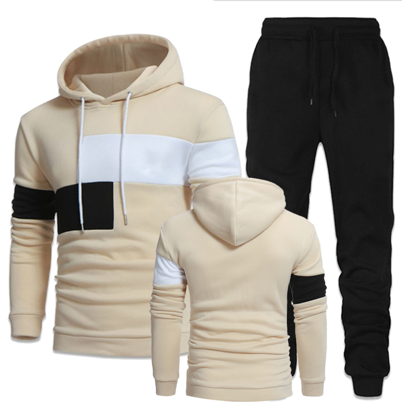 Pakaian Olahraga Kebugaran Musim Semi dan Musim Gugur Fashion Tren Pria Set Celana Olahraga Jogging Pria Hoodie 2 Potong + Celana Se