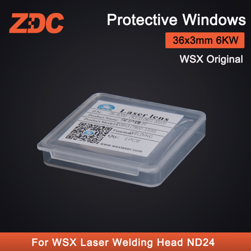 ZDC-Fenêtres/lentilles de protection d'origine, WSX, 36x3mm, 4KW, JGS1, pton fondue pour tête de soudage laser WSX, volontairement 24, 10 pièces/lot
