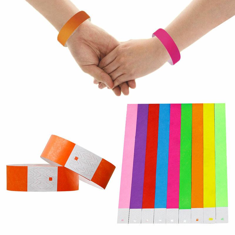 100 Pcs Count TYVEK Wristbands 3/4" PAPER WRISTBANDS for EVENTS