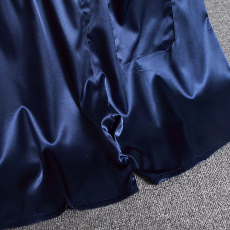 Męskie spodenki z elastyczną talią jedwabna satynowa piżama majtki kieszonkowe spodnie bermudy szybkoschnący spodenki plażowe męskie dresy