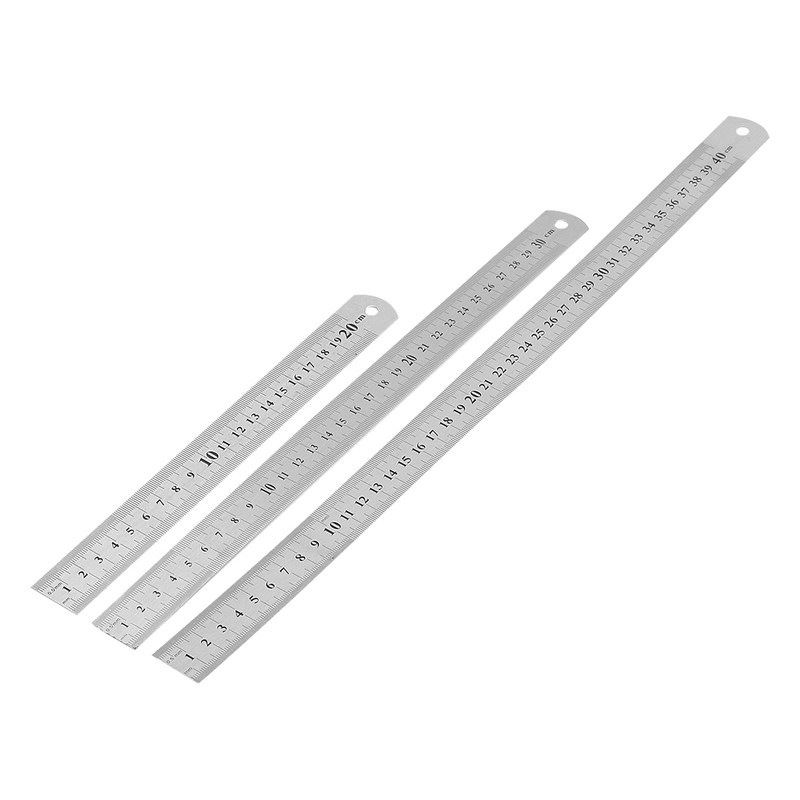 3 Pcs Metal Ruler Office Supplies Double Sided Straight Rulers Metric Child Mechanic Tools
