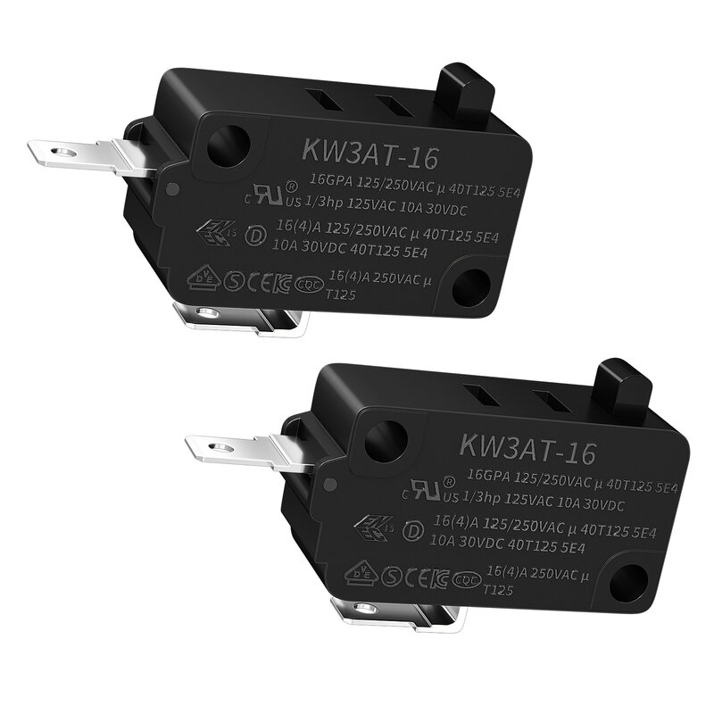 DaiertTek-microinterruptor KW3AT para microondas, 2 piezas, interruptor para microondas normalmente cerrado, 16A, 125VAC/250VAC, T125 para Kenmore