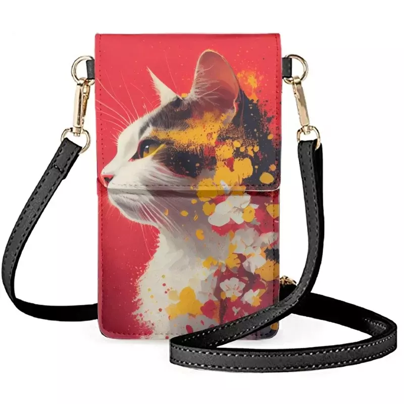 2023  Fashion Speckle Cat Print Lanyard Neck Strap ID Card Pass Moblie Phone USB Badge Holder Porte Bus Bank Credit Case Cover