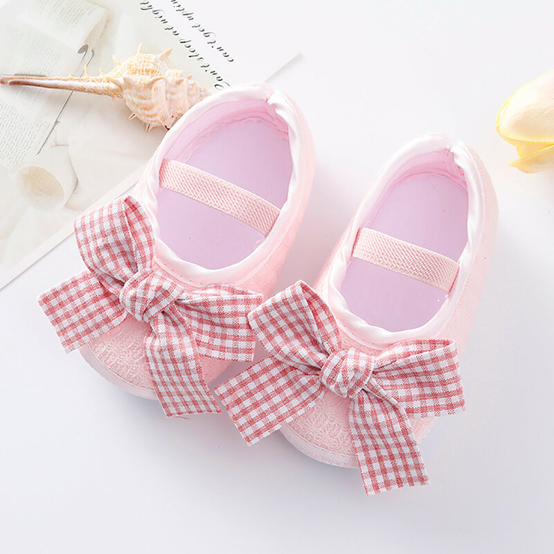 Soft bowknot primeiros caminhantes sapatos para bebês, sapatos casuais princesa para o bebê, novo