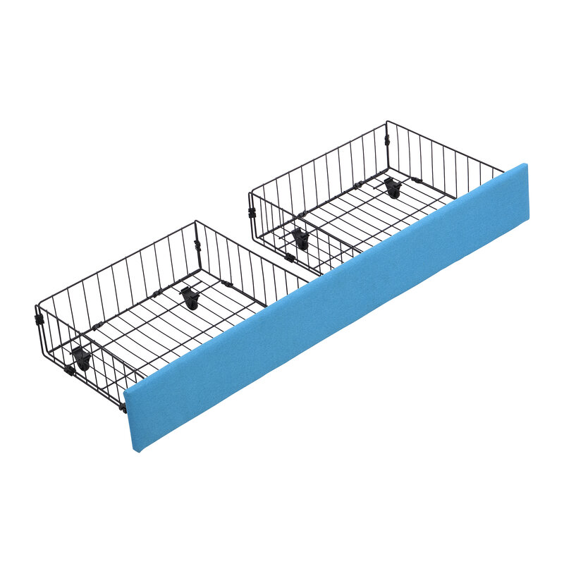 Королевский размер хранения мягкая гидравлическая платформа кровать с 2 ящиками, синий