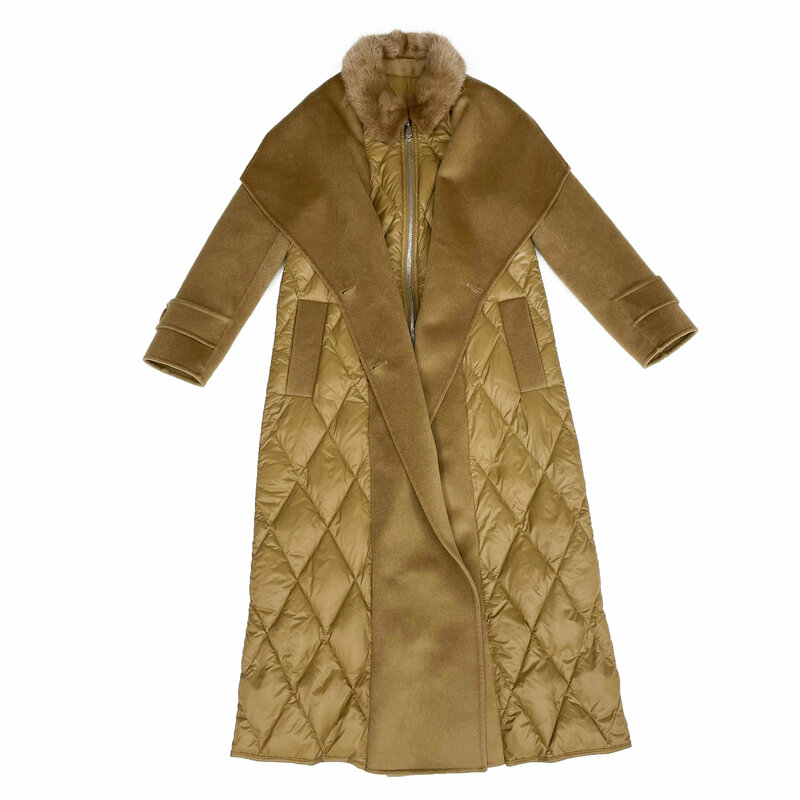 2023 여성용 따뜻한 턴 다운 칼라 다운 코트, 두꺼운 롱 아우터 재킷