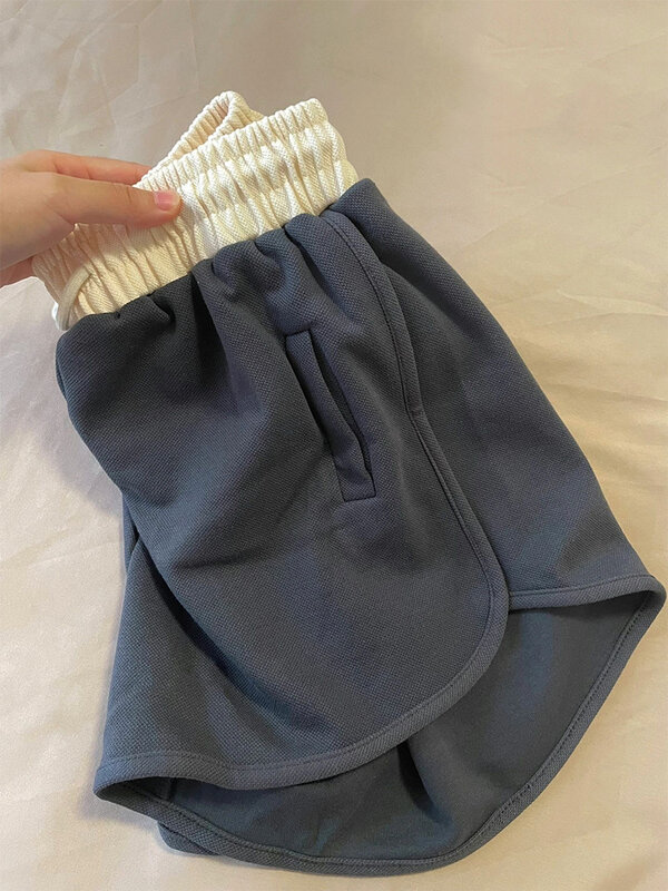 Short baggy gris foncé pour femme, pantalon taille haute vintage, pantalon de survêtement décontracté Harajuku, jambe A-line, été 2023