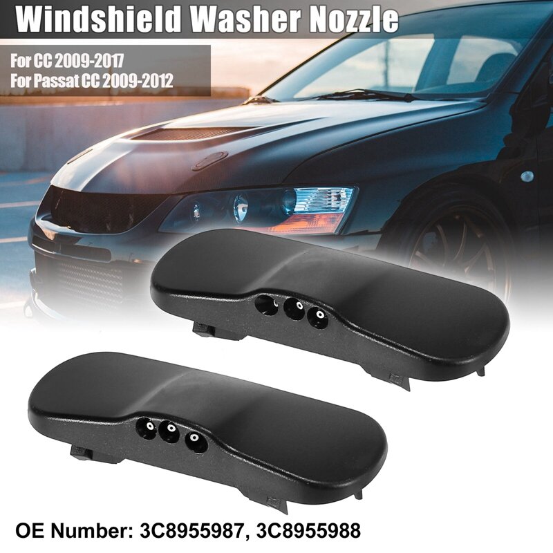 2PCS Windshield Windscreen Washer Nozzle Spray Jet 1Z0955985 For -VW Passat CC 2009-2012 / CC 2009-2017
