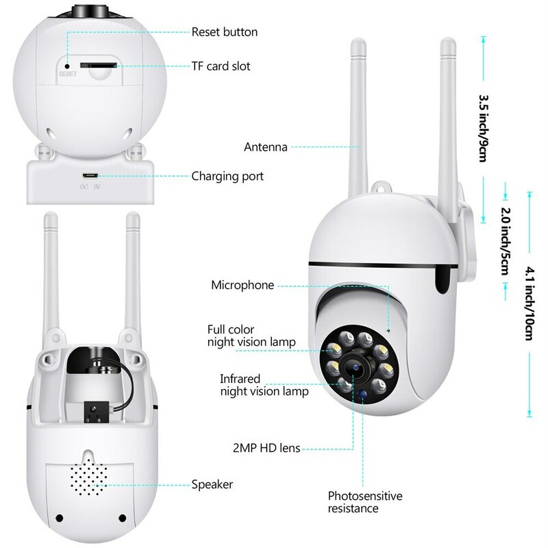 5MP 5G WiFi Surveillance Cameras IP Camera HD 1080P IR Full Color Night Vision Security Protection Motion CCTV Outdoor Camera