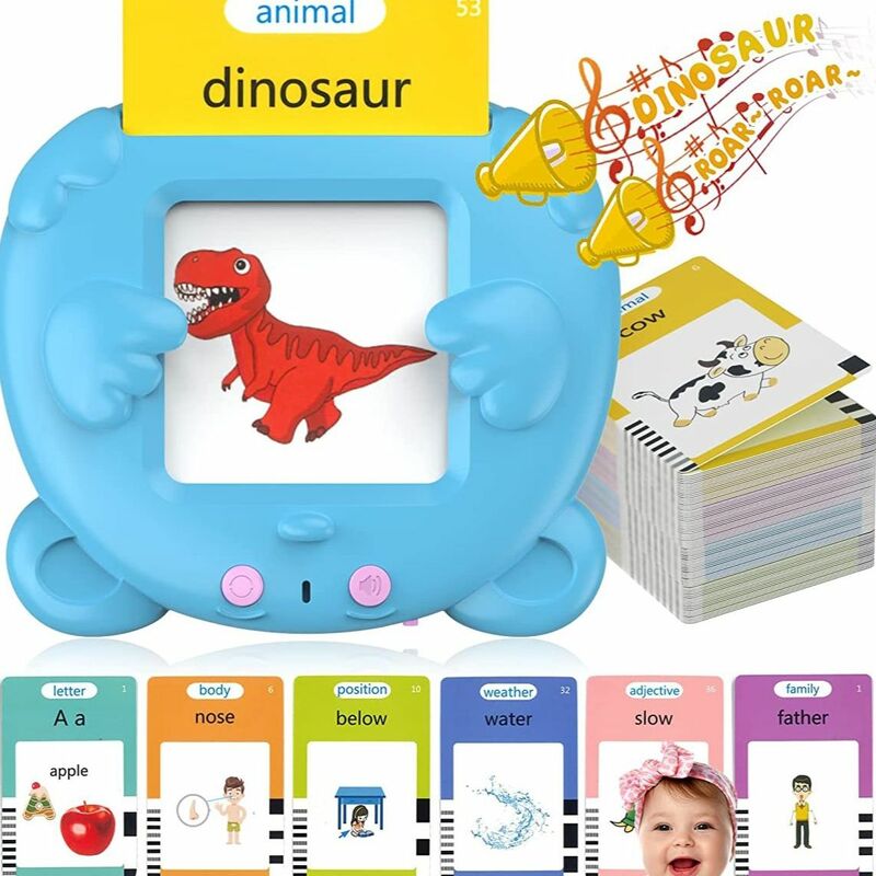Kartu Flash berbicara, mainan pendidikan dini bayi laki-laki perempuan prasekolah belajar membaca mesin hadiah interaktif