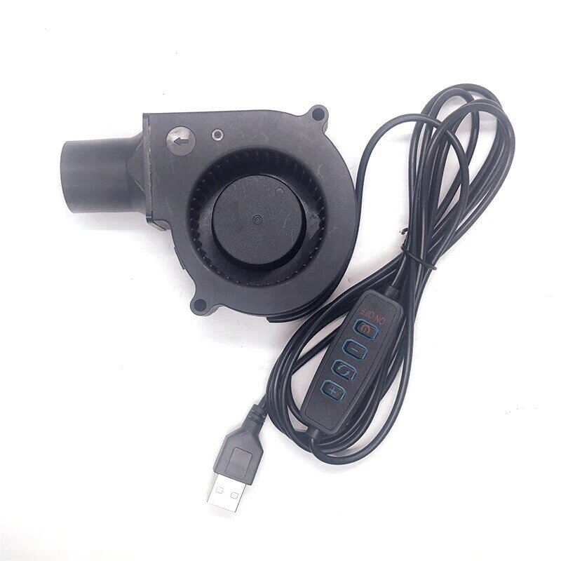 Turbo Blower com duto de ar, plugue USB, controlador de velocidade, ventoinha, 5V, 75mm, 75x30mm, novo
