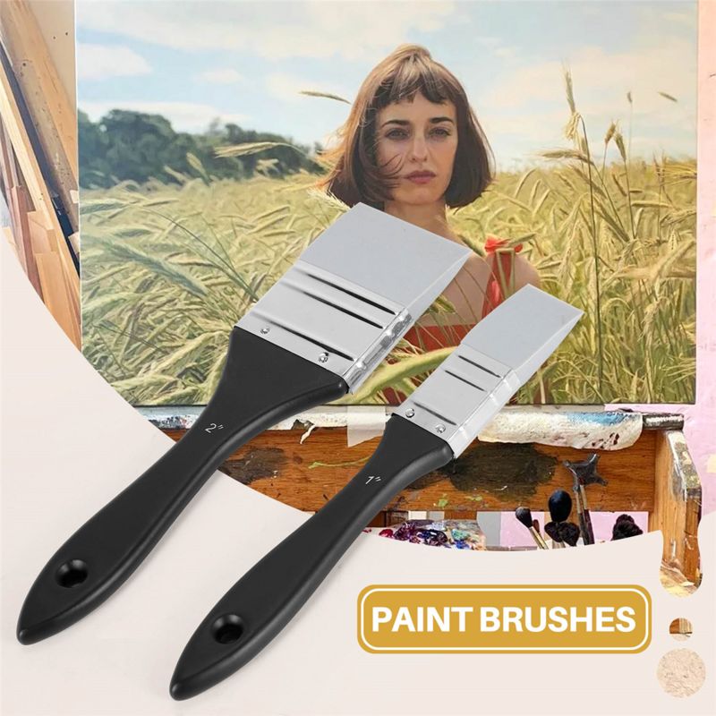Flat Silicone Paint Brushes Sets, Escova de Silicone Shaper Larga e Estreita, Arte Solid, Tintas Acrílicas, 2Pcs