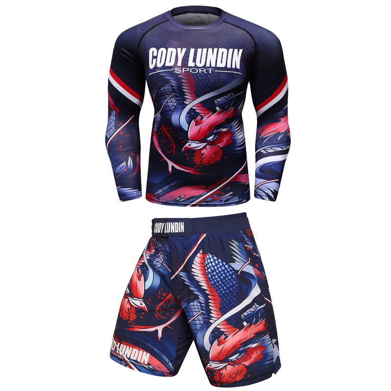 Cody lundin เสื้อรัดกล้ามเนื้อ Jiu Jitsu Gi + กางเกงเทควันโดกางเกงสำหรับผู้ชายชุดกีฬา