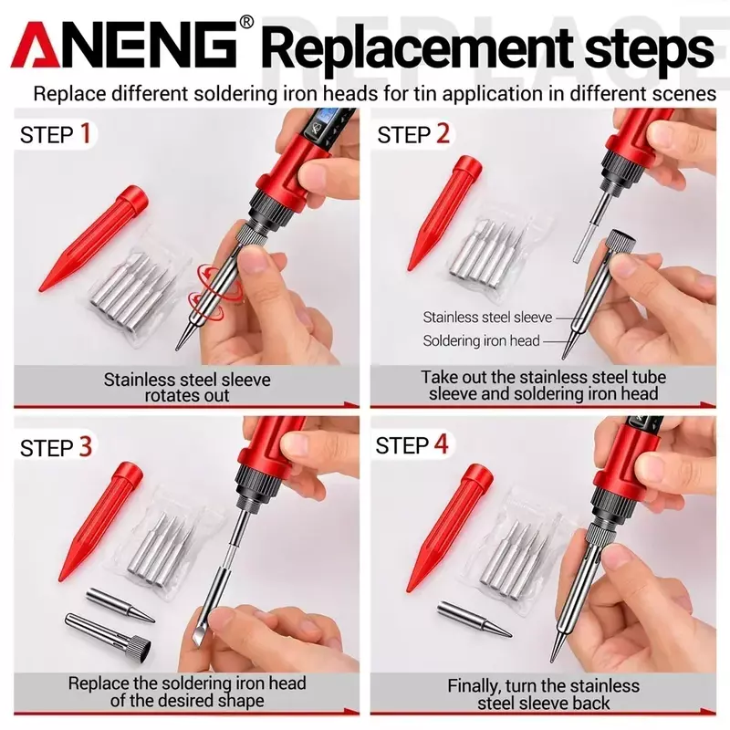 ANENG SL106 Electric Soldering Irons Adjustable Temperature Welding Solder Rework Station Heat Pencil Tip Repair Tools 110V/220V