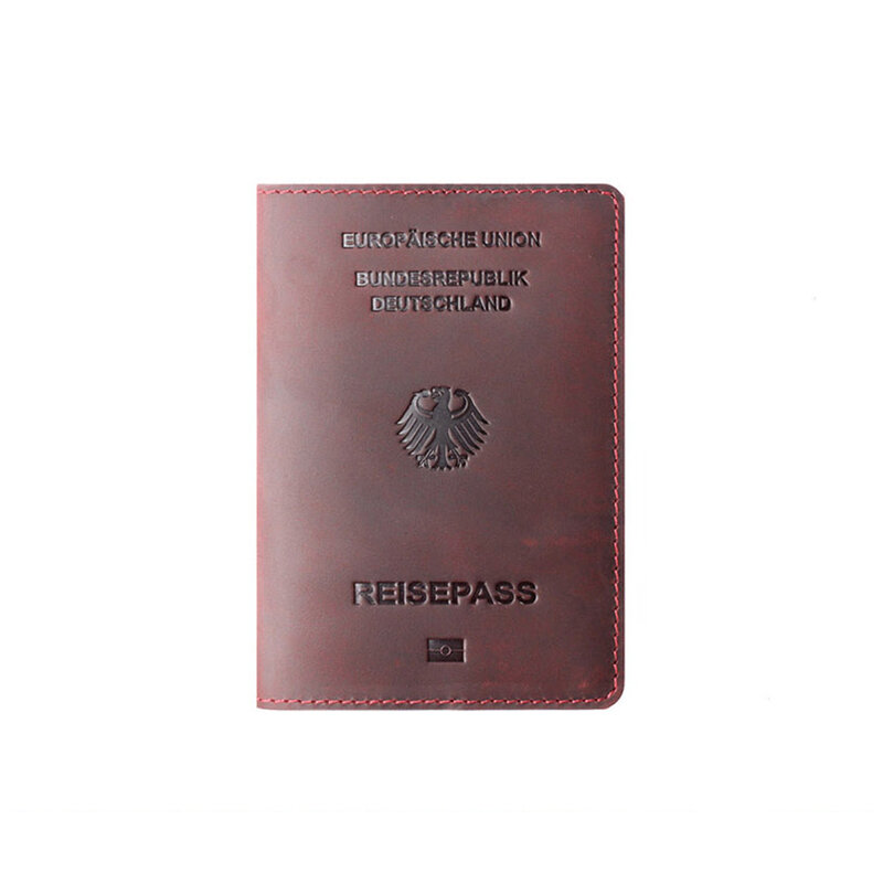 Funda de pasaporte de cuero genuino para Alemania, tarjetero de Crédito Alemán, billetera de Viaje Unisex