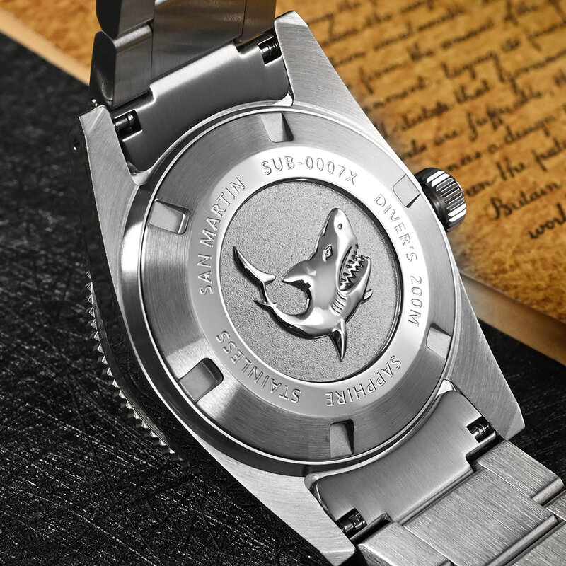 San Martin nowy 62mas 37mm nurek zegarek klasyczny luksusowy Sapphire PT5000 SW200 automatyczne zegarki mechaniczne data 20Bar świecące