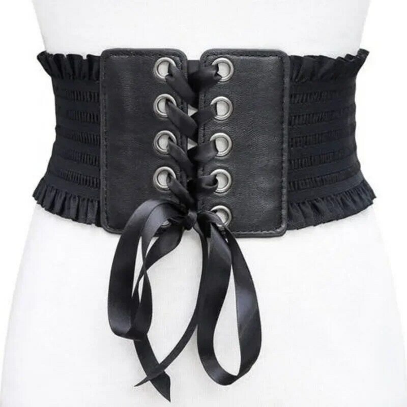 2023 New Design Women's Black Elastic Wide Waistband Pu Leather Cummerbund Ladies Designer Overcoat Belt for Women Belt