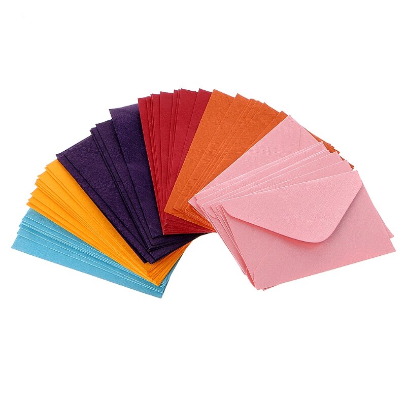 50 Pieces 6 x 10cm Envelopes Set Assorted Colors Vintage Gift Envelopes Kit J60A