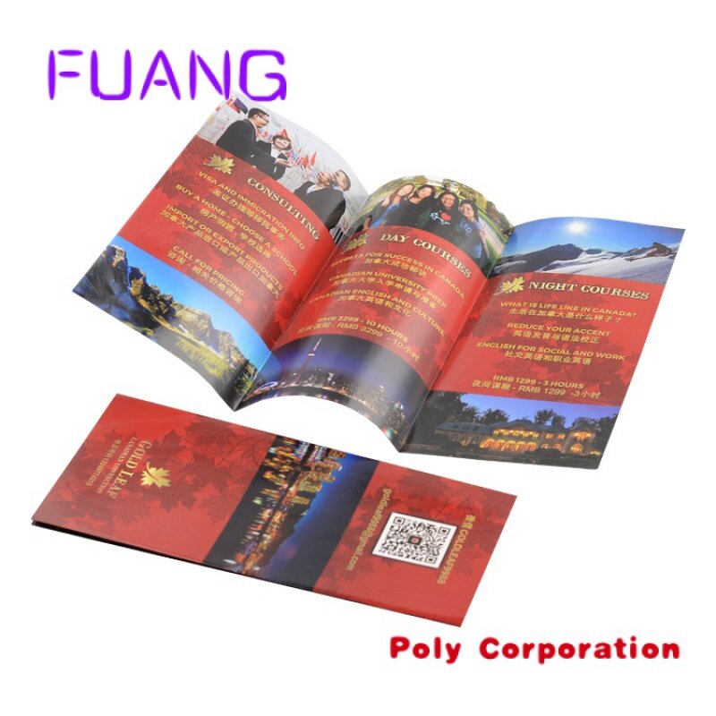 Brochure di stampa di volantini a tre ante per volantini di opuscoli di catalogo di carta digitale a buon mercato di design personalizzato