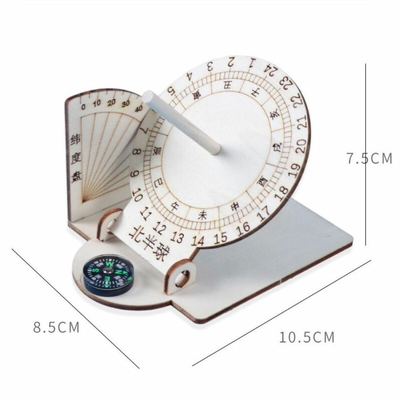 Sundial decoración de escritorio brújula experimento juguetes educativos ayuda para la enseñanza Sundial modelo científico reloj de madera