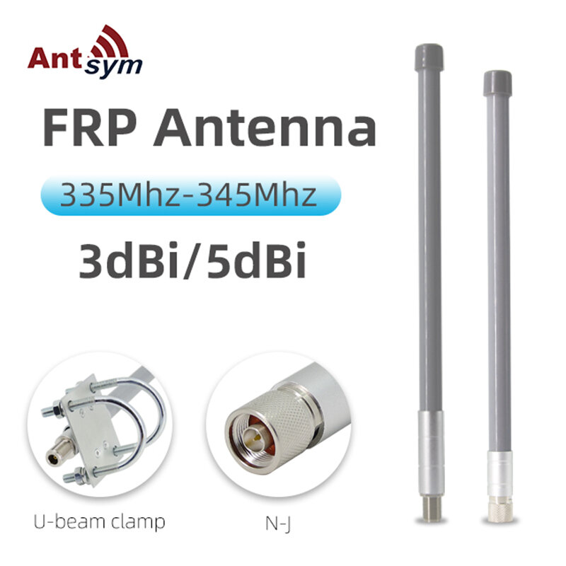 Antena exterior de fibra de vidrio impermeable omnidireccional, 335-345MHz, para comunicación inalámbrica de señal de malla LoraWan