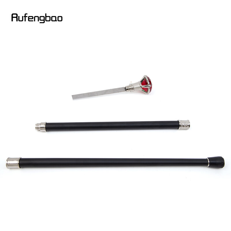 Red Diamond Type White Walking Stick with Hidden Plate Self Defense Fashion Cane Plate Cosplay Crosier Stick 90cm