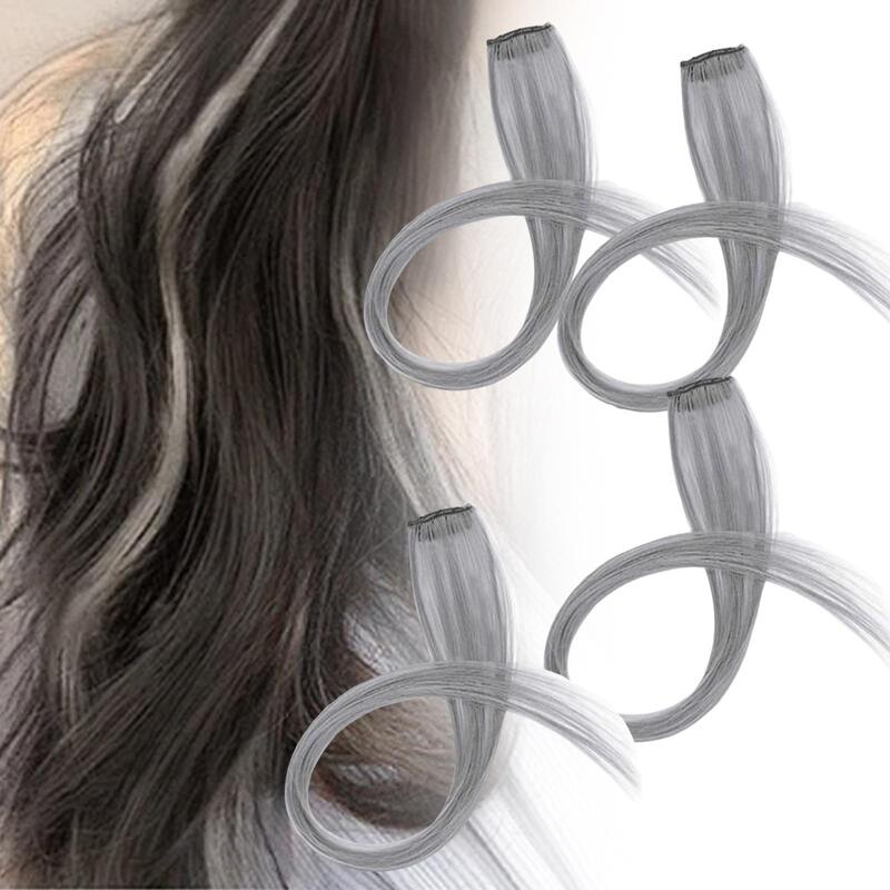4 Pieces Hanging Ear Dyed Wig for Women Hair Accessories Daily Hairpiece Fashionable Seamless Colored Hair Extensions Hair Clips