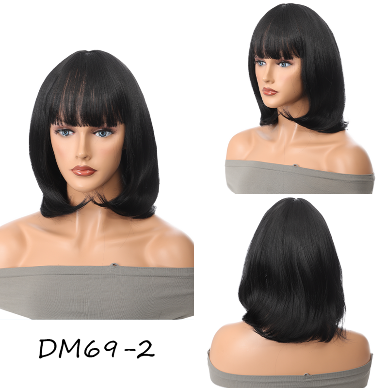 XG модная челка боб парик 12-дюймовый женский короткий парик натуральная имитация парик на всю голову