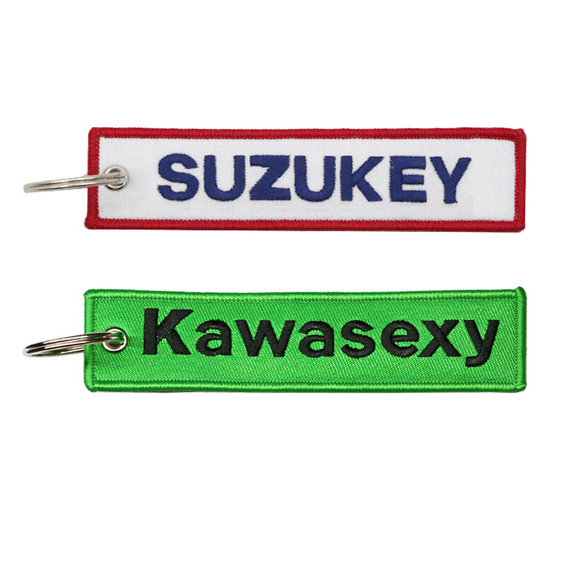 JDM gantungan kunci kawexy/SUZUKEY LOGO bordir gantungan kunci untuk sepeda motor KAWASAKI kunci mobil hadiah gantungan kunci modis