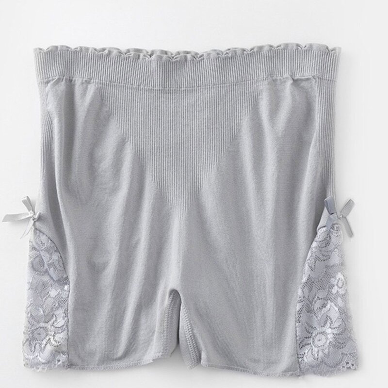 Celana pendek pengaman pinggang tinggi mulus wanita celana dalam pengangkat pantat pita renda bunga