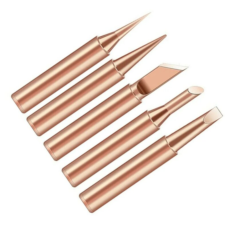 5Pcs Soldering Iron Tips Copper Iron Tip Professional Bit Replacement Parts For Household Welding Equipment Tool Accessories