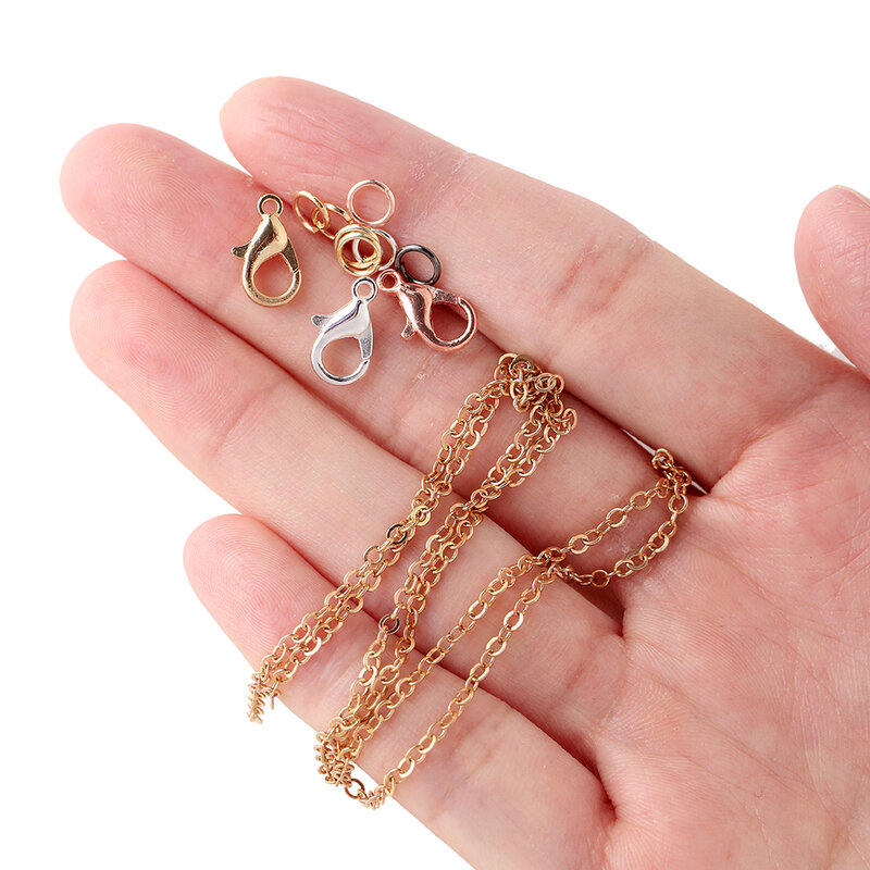 3 metro liga de ligação em massa corrente com anéis salto lagosta fechos colar correntes para diy jóias fazendo supplie colares acessórios