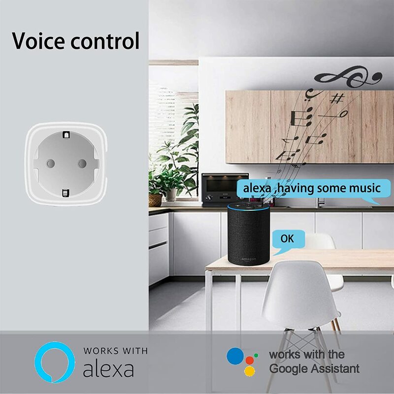 Tuya 16A,20A Smart Plug presa WiFi funzione di monitoraggio dell'alimentazione ue funziona con Alexa, Google Home, Alice, Smart Life Home