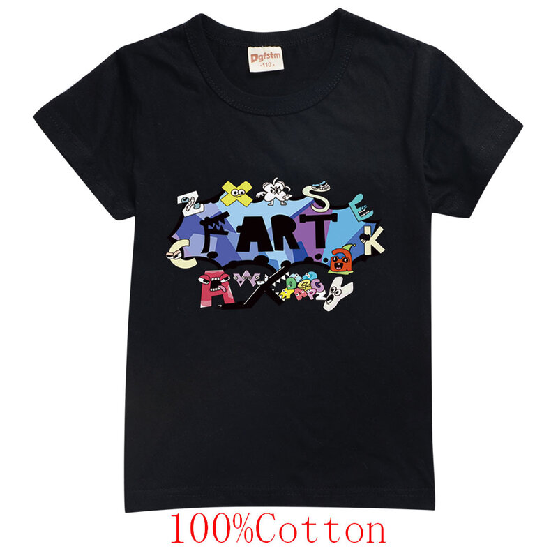 Camiseta infantil de manga curta, estampas de alfabeto, roupas casuais de streetwear, moda infantil, verão, venda quente