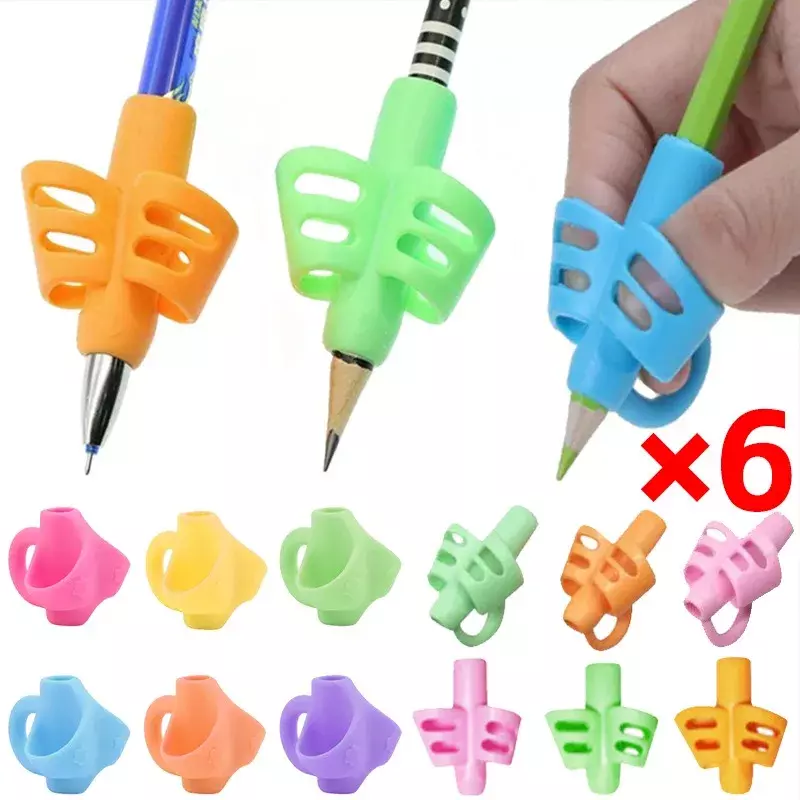 Porte-crayon d'écriture pour enfants, outil de posture des doigts en silicone, cadeaux pour enfants, 3/2 doigts, 1 pièce, 3 pièces, 6 pièces