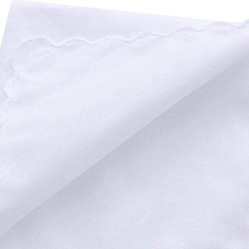 น้ำหนักเบาผ้าเช็ดหน้าสีขาวผ้าฝ้ายสแควร์ Hankie ล้างทำความสะอาดได้ผ้าเช็ดตัวกระเป๋าผ้าเช็ดหน้าสำหรับงานแต่งงานสำหรับผู้ใหญ่