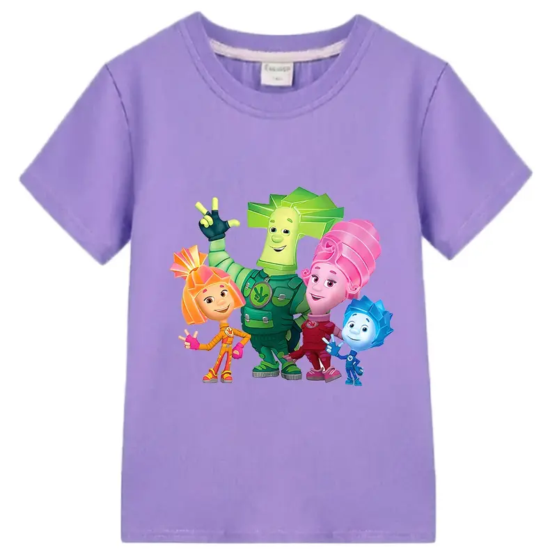 100% Katoen Nieuwe Kinderkleding Meisjes Russische Cartoon De Fixies T-Shirt Grappige Baby Jongens Zomer Tops Korte Mouw Kids T-Shirt
