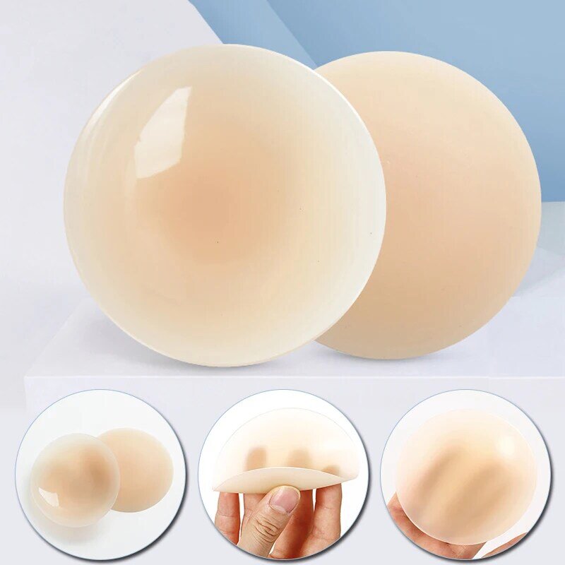 Woman Nude Bras Nipple Cover Brest Pads Silicone Invisible Round Silicon Chest Cover Wedding Dress Self Adhesive Bra Reusable