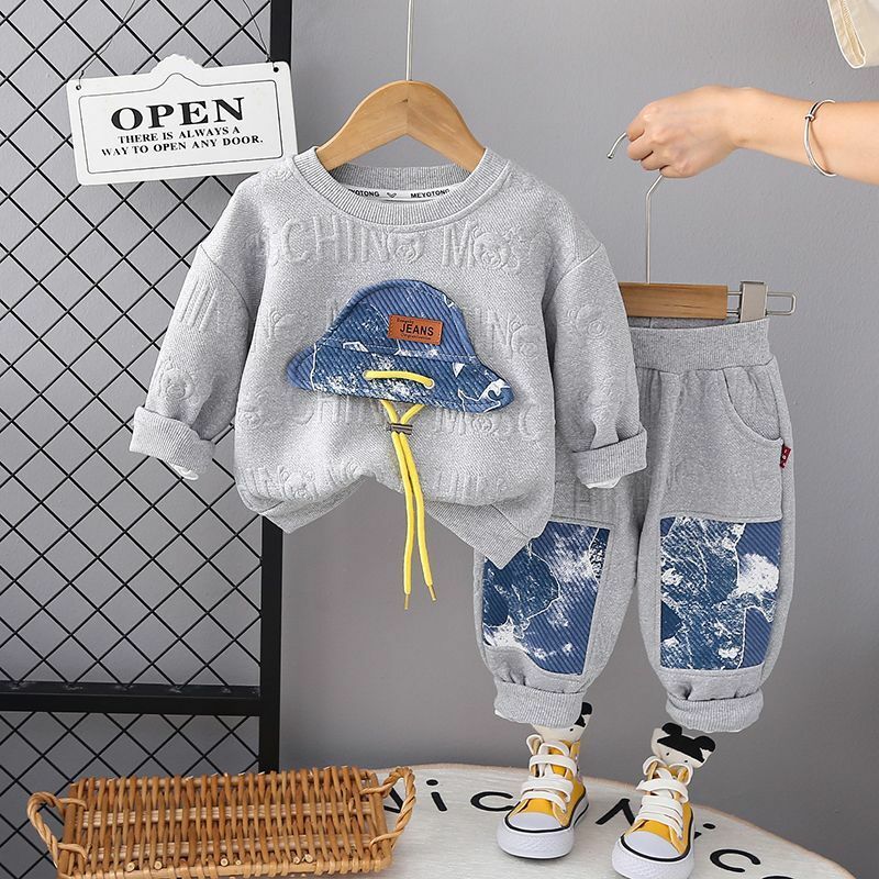 Odzież dziecięca wiosna i jesień New Baby Boys sweter z długimi rękawami spodnie dwuczęściowy zestaw dresów dla chłopców strój dla dzieci
