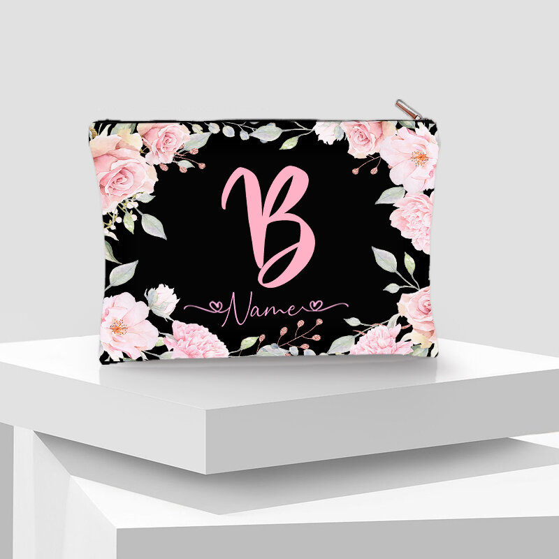 Personalização floral Make Up Bag para Mulheres, Cosméticos de luxo Organizador Clutch, Glamorous Kits Viagem WC, Vanity Case