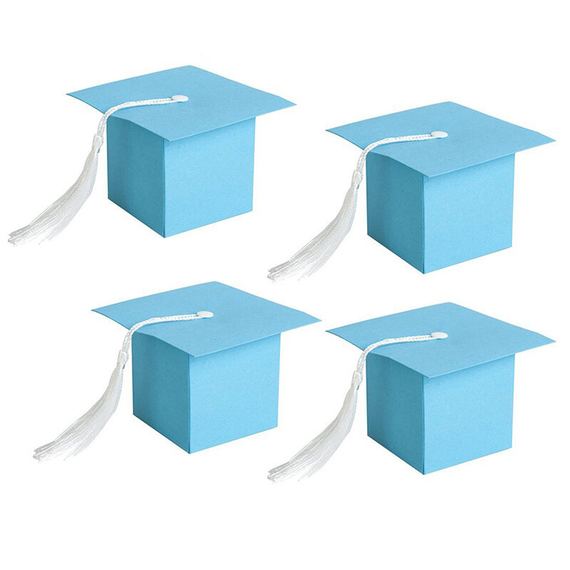 Cajas de Regalo con borla para fiesta de graduación, 10 cajas de papel de piezas con forma de gorro de graduación, divertido y lindo