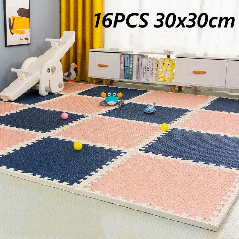 Foot Mat Puzzle Mat 16PCS Activities Mat for Baby Play Mats Thick 1.2cm Beautiful Crevice Playroom Mat Tatames Floor Noise Mat
